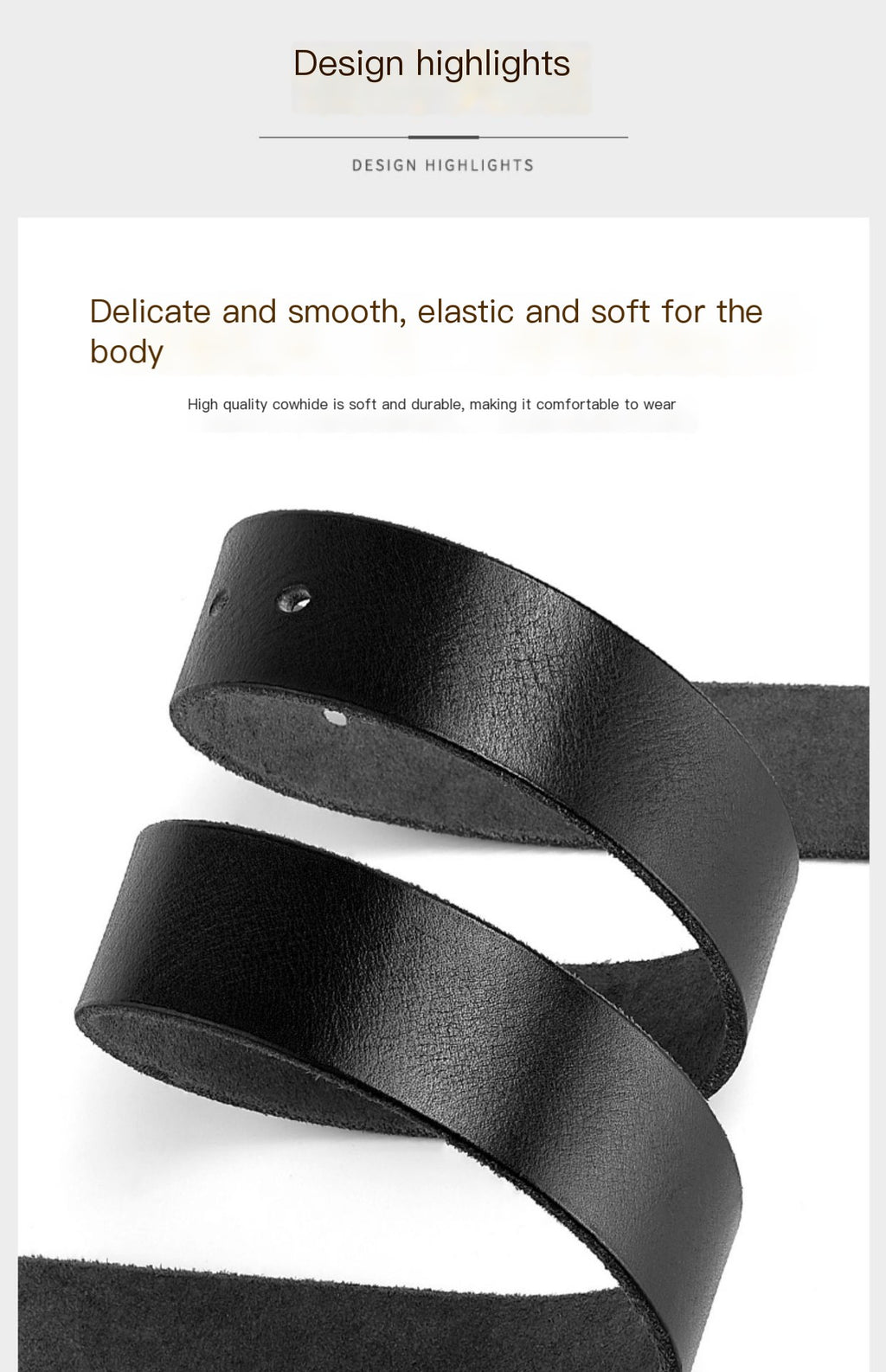 Men's Genuine Leather Belt with 3.8cm Width