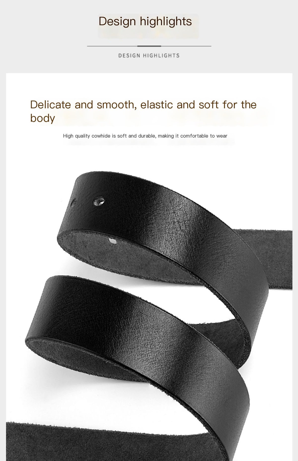 Men's Genuine Leather Belt with 3.8cm Width