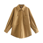 Women's Casual Camel Woolen Shirt