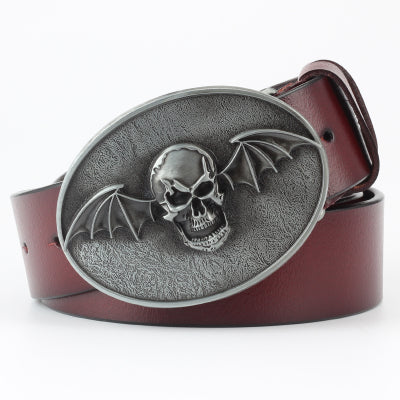 Men's Ghoulish Skull Leather Belt - Casual Style