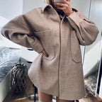 Women's Casual Camel Woolen Shirt