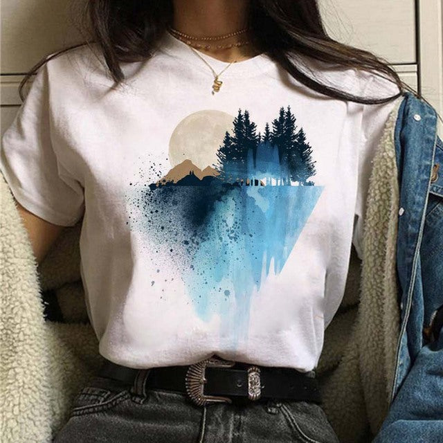Women's Aesthetic Universe Planets Graphic T Shirt