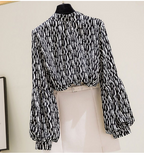 Women's Stand Collar Ruffled Chiffon Shirt