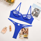 Women's Lace Trim Lingerie With Straps Women's Lingerie Unbranded Royal Blue M
