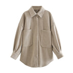 Women's Casual Camel Woolen Shirt
