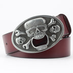 Men's Ghoulish Skull Leather Belt - Casual Style