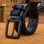 Men's Genuine Leather Belt - Black Simple Design