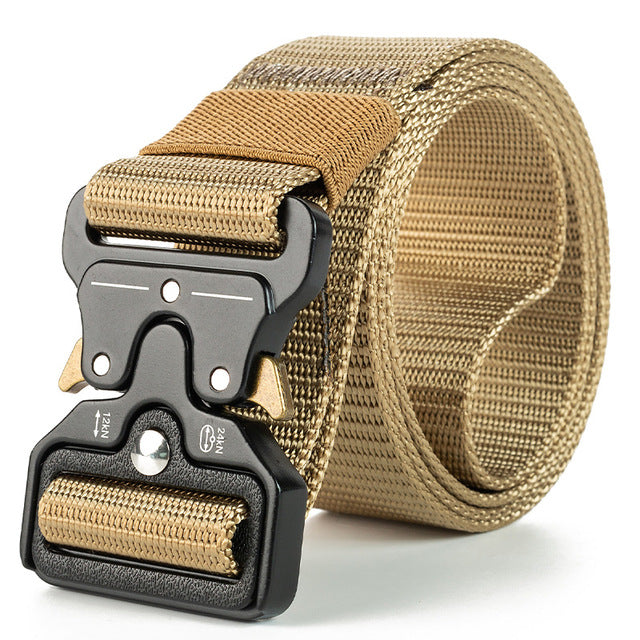 Men's Multifunctional Tactical Canvas Hunting Belt Men's Belt Unbranded Khaki / 45 to 47 Inch Main image