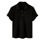 Men's Color Block Waffle Button Polo Shirt Men's Polo Unbranded Black S