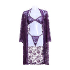 Women's Lace Lingerie Plus Size 3 Piece Set Women's Lingerie Unbranded Purple XL