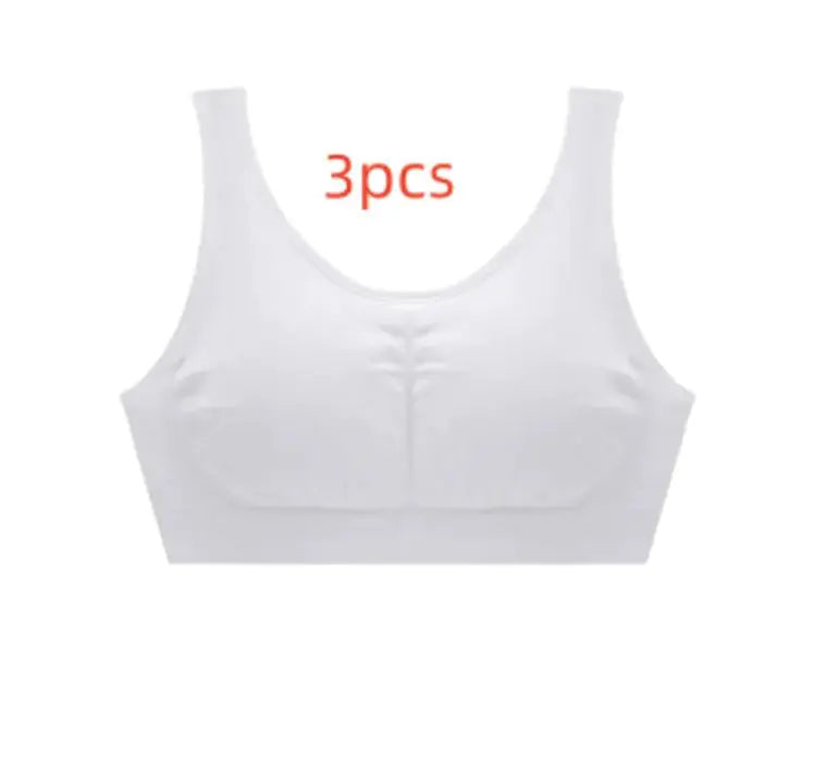 Large Size Light Version Vest Bra Solid Color Base Polyester Women's Bras Not Branded White 3 pcs 4XL