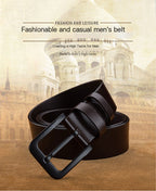 Men's Genuine Leather Belt - Black Simple Design Men's Belt Unbranded