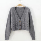 Women's Solid Short Cardigan Sweater Tops