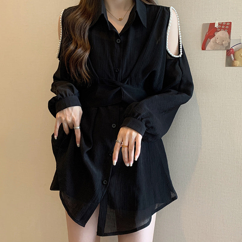 Women's Lapel Halter Shirt Dress