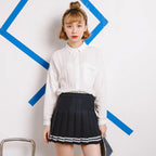Women's Pleated Navy Sailor Mini Skirt