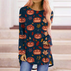 Women's Halloween Printed Long Sleeved T Shirt