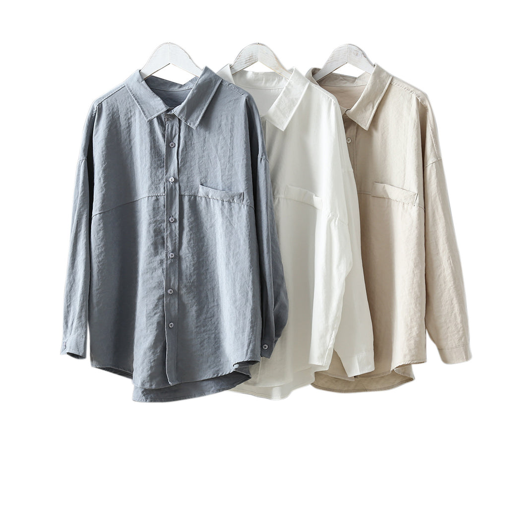 Women's Loose Plain Shirt Jacket