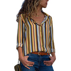 Women's Striped Chiffon Long Sleeve Shirt