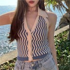 Women's Striped Sleeveless Shirt Women's Shirt Unbranded