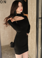 WOmen's Bodycon Pencil Skirt Halter Neck Dress ILLUSION CO