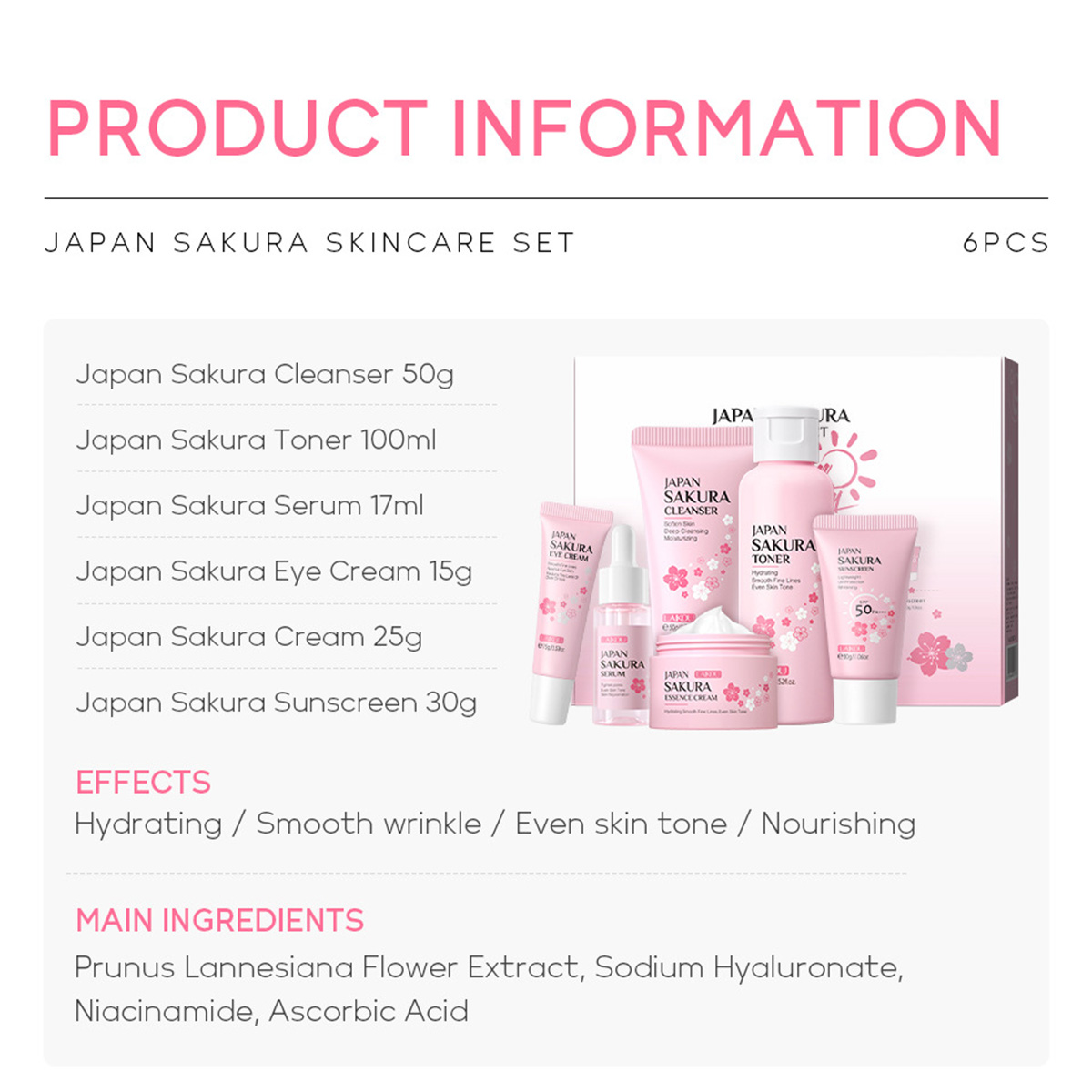 Japan Sakura Skincare Gift Set Skincare UNBRANDED Main image