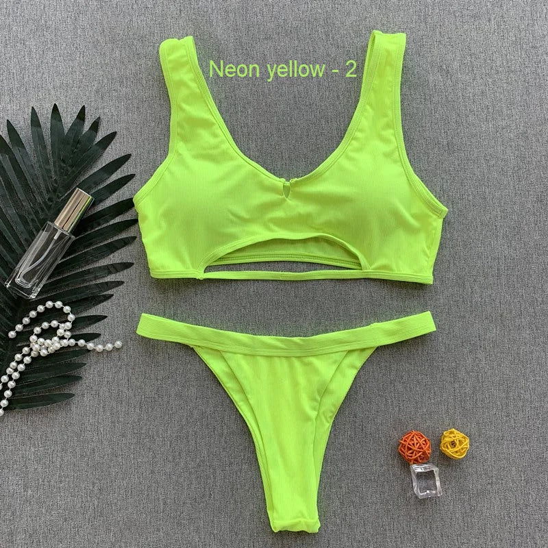 Women's Plain Bandeau Bikini Swimsuit