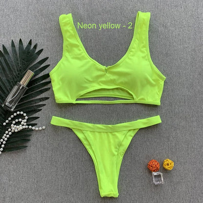 Women's Plain Bandeau Bikini Swimsuit