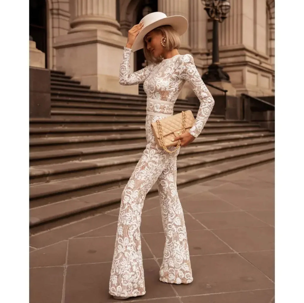 Women's Celebrity Style Lace Slim Jumpsuit