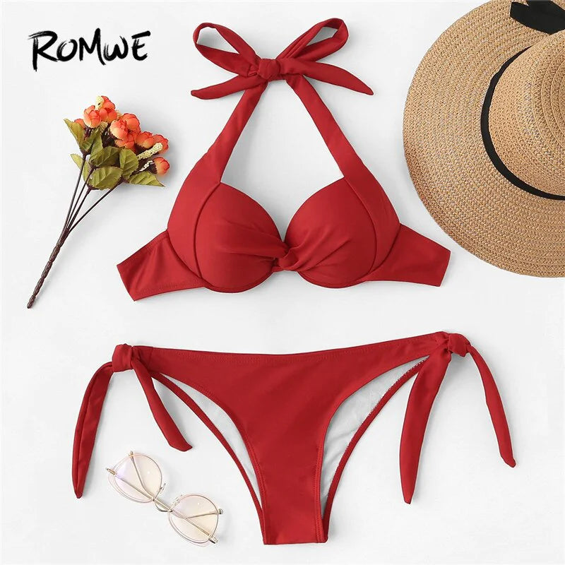 Women's Knotted Bandeau Bikini Set