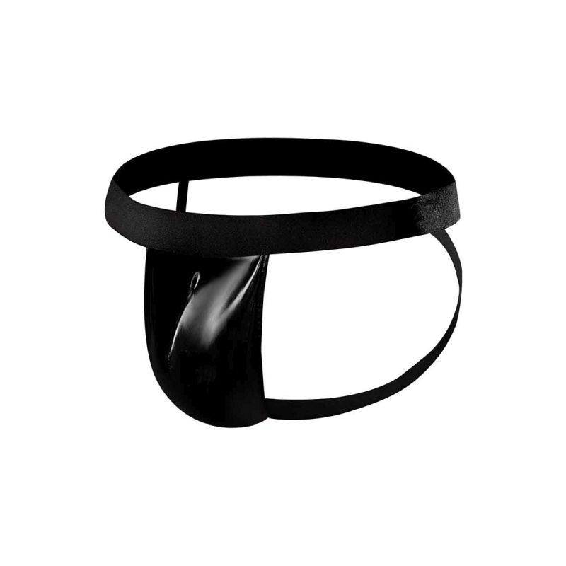 Male Power Wet Look Faux Leather Mens Jock Black Male Power