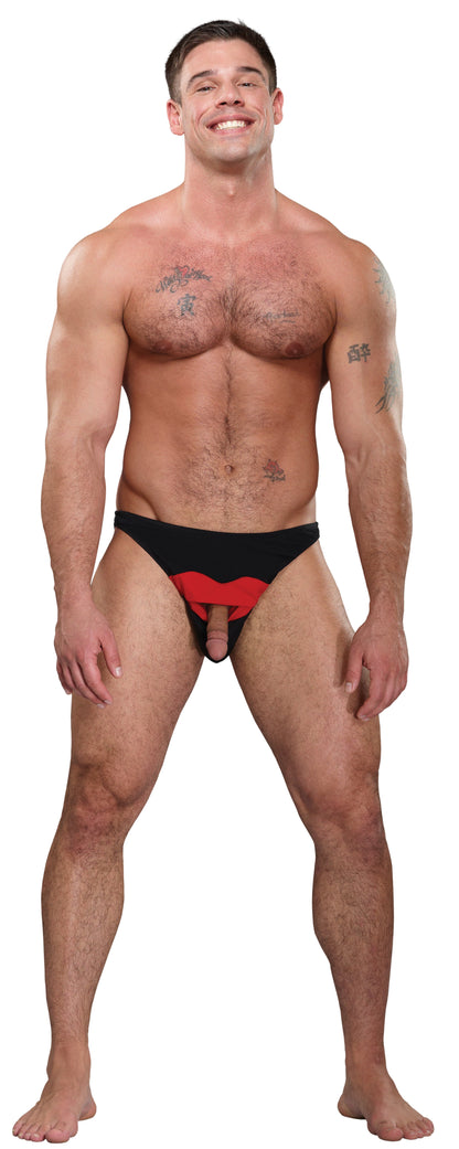 Male Power Hot Lips Bikini Novelty Underwear Black Male Power