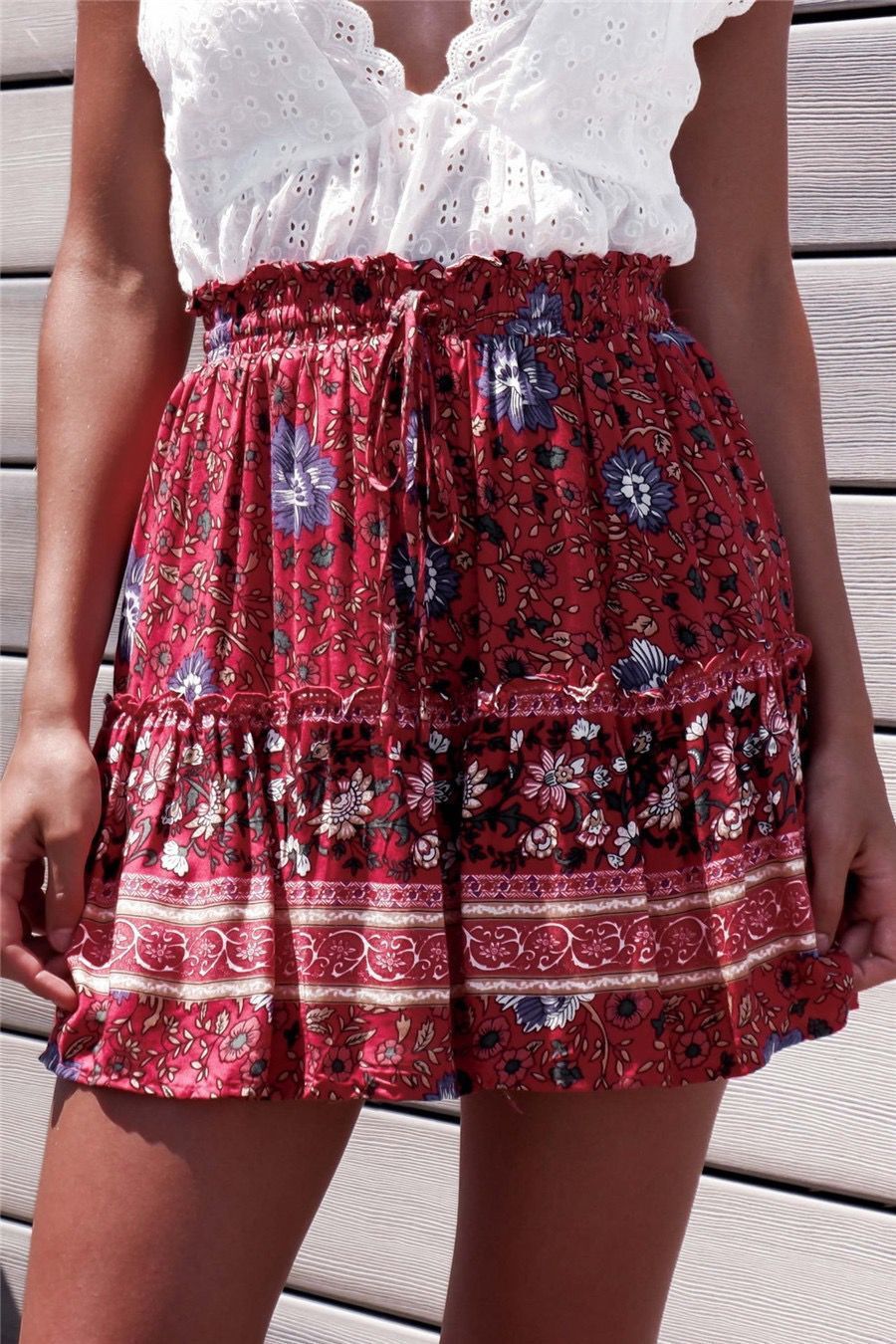Women's Floral A line Beach Printed Mini Skirt