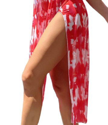 Women's Mesh Cover Up Bikini Set With Tie Dye 3 Piece