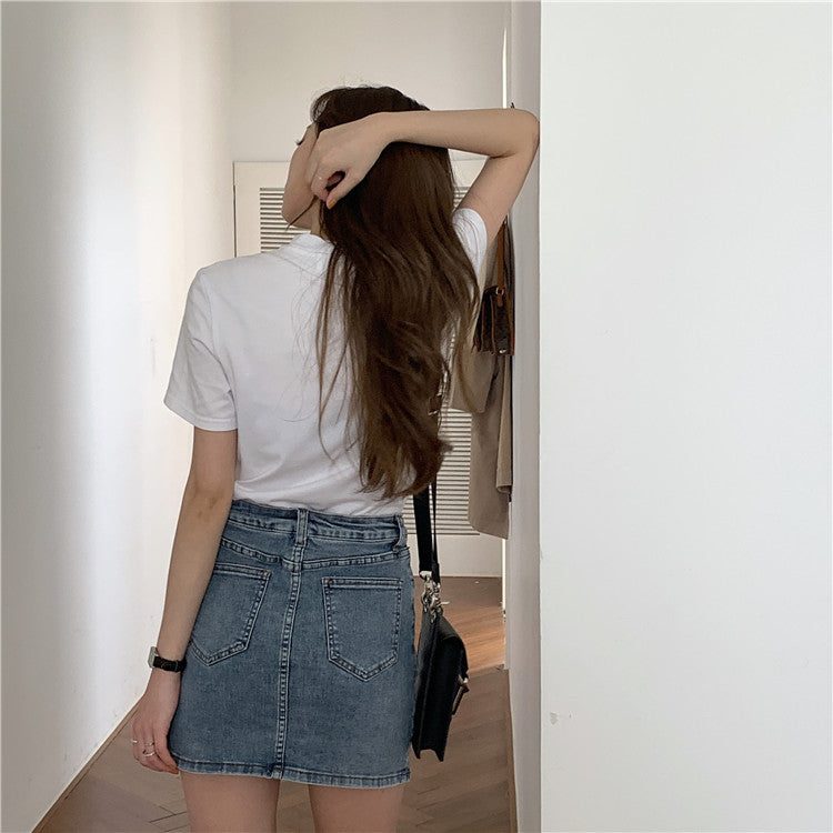 Women's Vintage High Waisted Denim Skirt