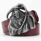 Men's Ghoulish Skull Leather Belt - Casual Style