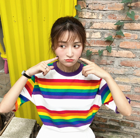 Women's Rainbow Short Sleeve T Shirt