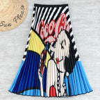 Women's Rainbow Print Pleated Skirt