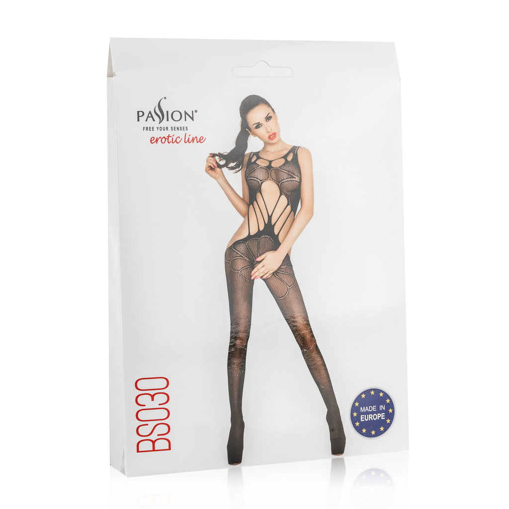 Passion Lingerie Womens Bodysuit Fishnet With Large Holes One Size Black Passion Lingerie