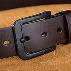 Men's Genuine Leather Belt - Black Simple Design