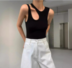 Off-Shoulder Strap Tank Top Women's Tops & T-shirt Unbranded Black S