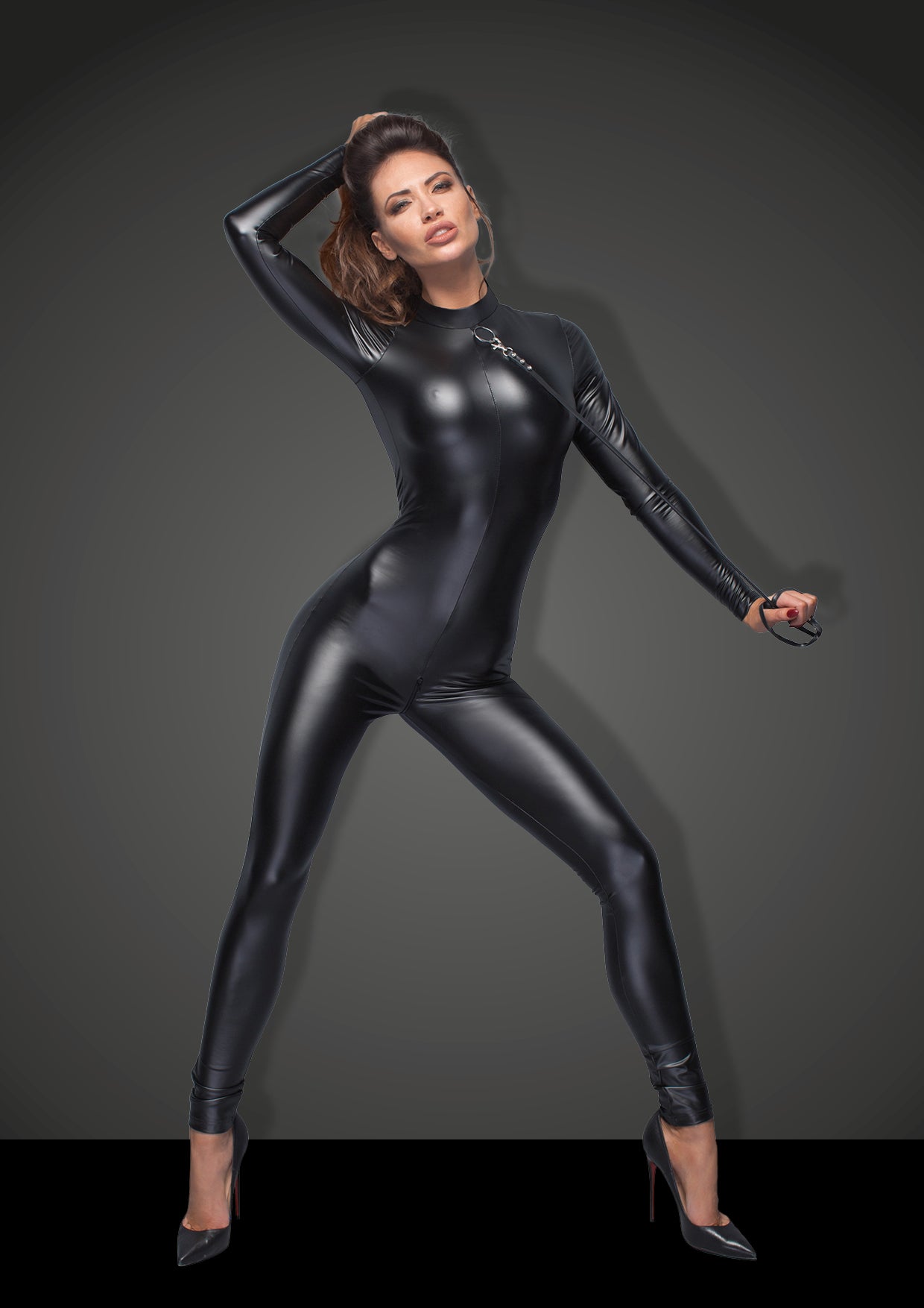 Noir Handmade - Sleek Wetlook Overall with Leash Accessory Noir Handmade