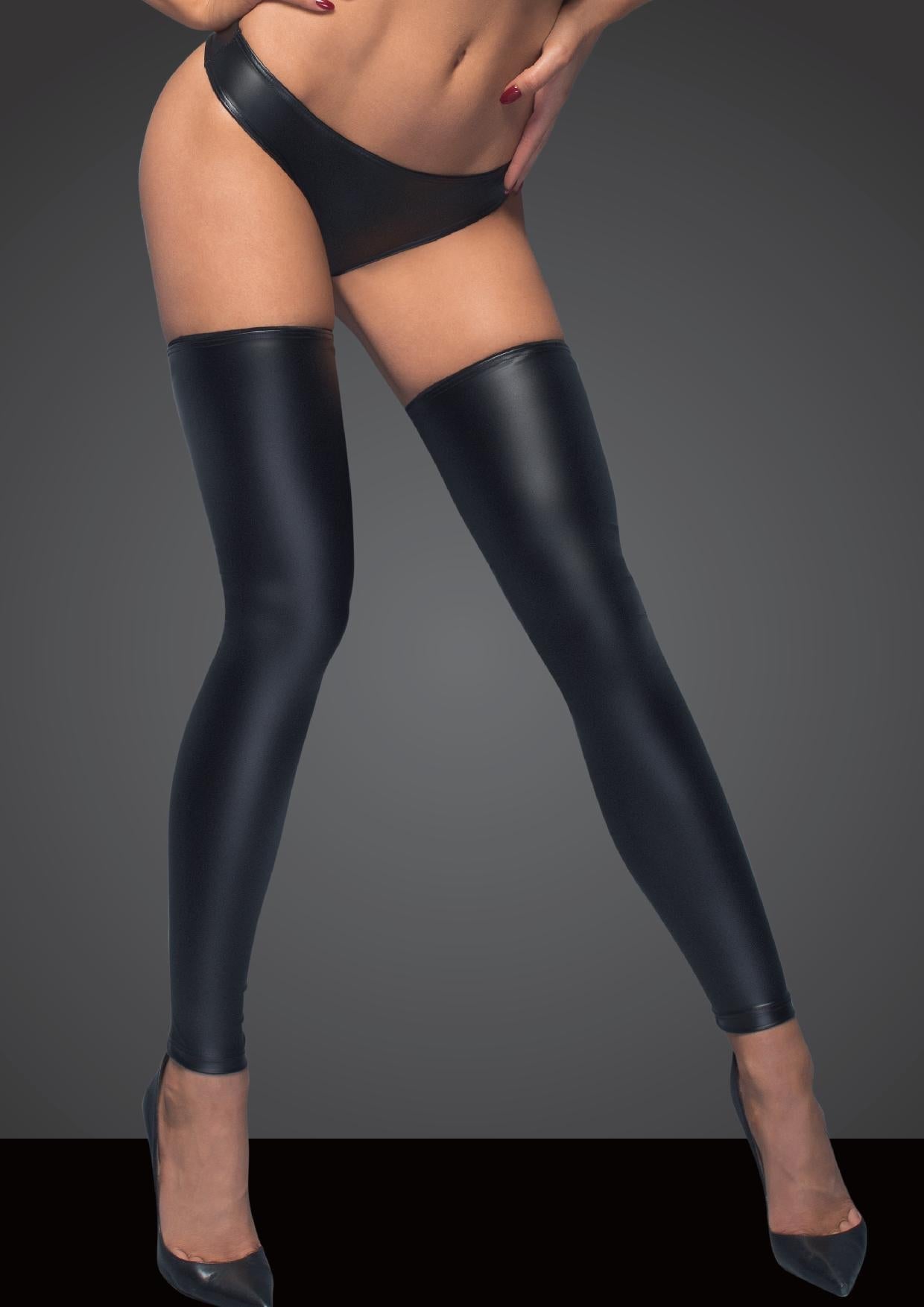 Noir Handmade Power Wetlook Stockings And Panties With Silver Zipper M Secondary image