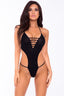 Pink Lipstick V Is For Vixen Womens Bodysuit M / L Black Pink Lipstick