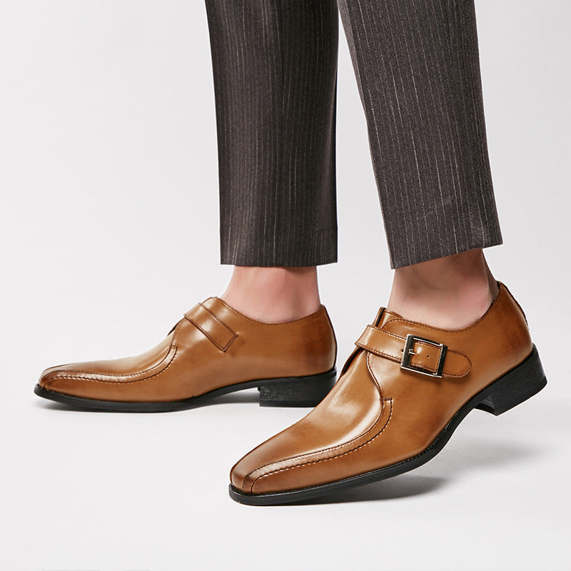 Men's Casual Leather Shoes with Buckle Set