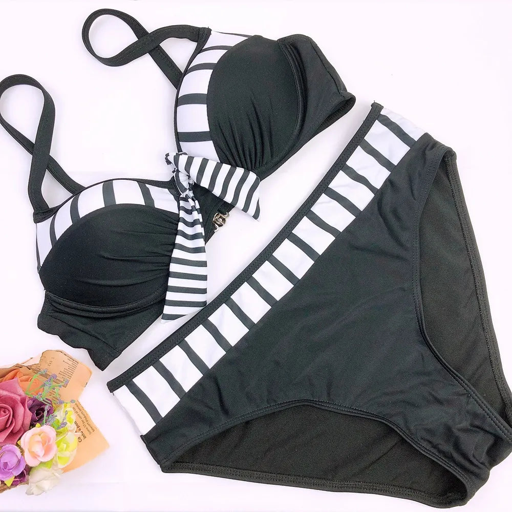 Women's Mid Waist Bikini Swimsuit With Chest Pad