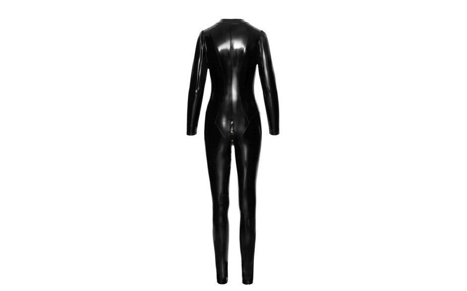 Noir Handmade Long Button Up PVC Overall Women Dress Black Large Noir Handmade