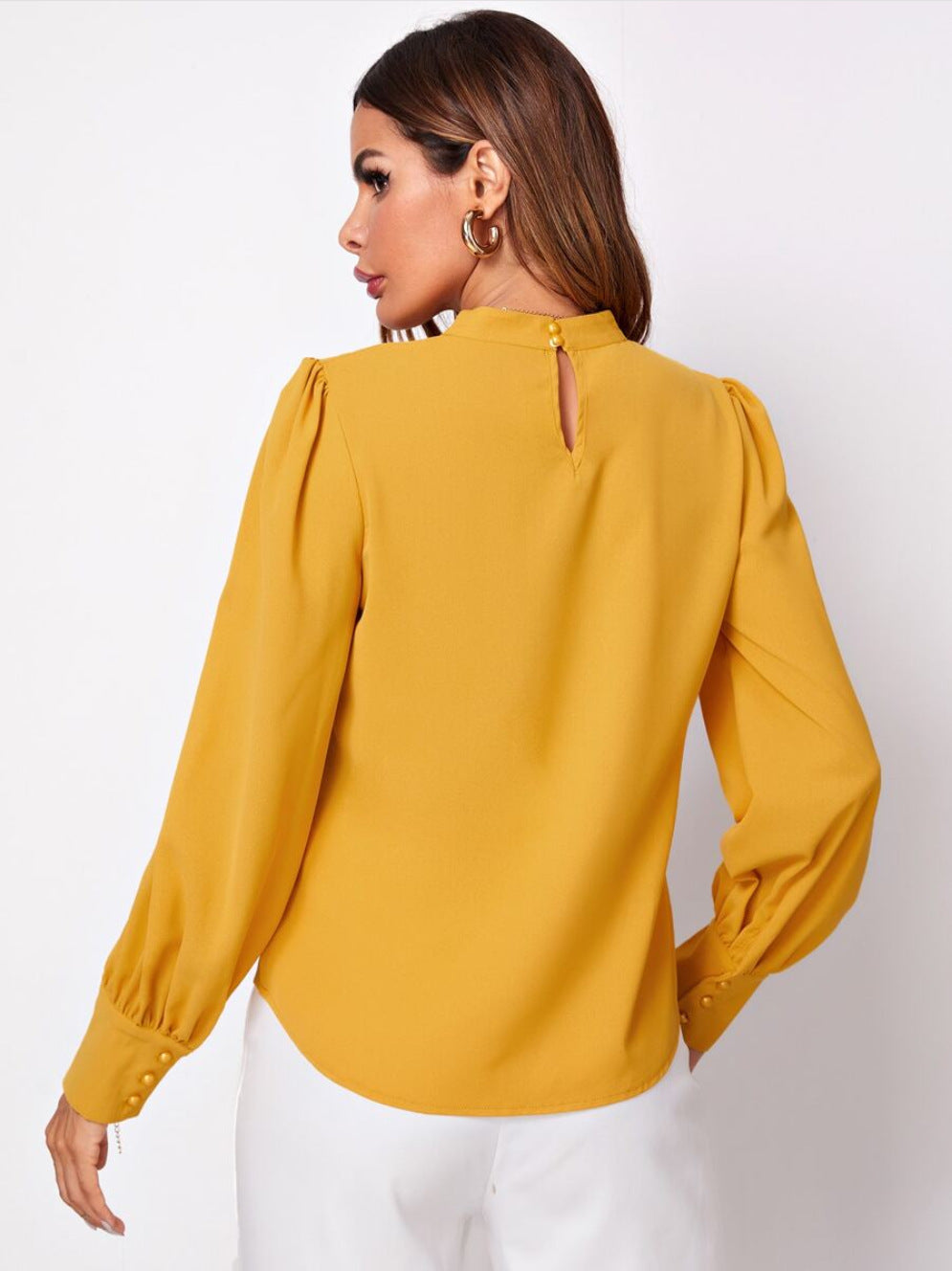 Women's Pleated Stand Collar Chiffon Shirt Women's Tops & T-shirt Unbranded