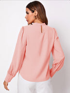 Women's Pleated Stand Collar Chiffon Shirt Women's Tops & T-shirt Unbranded
