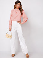 Women's Pleated Stand Collar Chiffon Shirt Women's Tops & T-shirt Unbranded