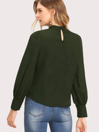 Women's Pleated Stand Collar Chiffon Shirt Women's Tops & T-shirt Unbranded